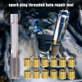 Ejoyous Spark Plug Thread Repair Kit, 11Pcs Spark Plug Thread Repair Tools Gasoline Engine Metal M14x1.25 Inserts and M16x1.25 Tap Kit, Cylinder Head Rethreading Kit for Gasoline Engine