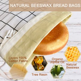 NEOHANA Beeswax Bread Bags for Homemade Bread and Bowl Cover Reusable Bread Baker Set Sourdough Bags