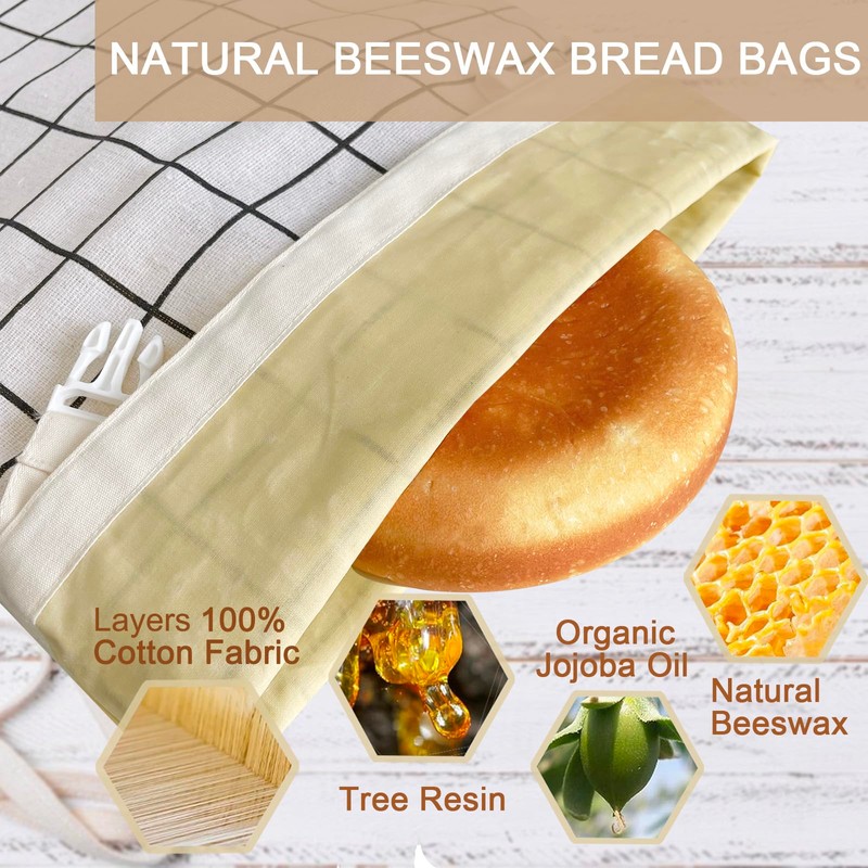 NEOHANA Beeswax Bread Bags for Homemade Bread and Bowl Cover