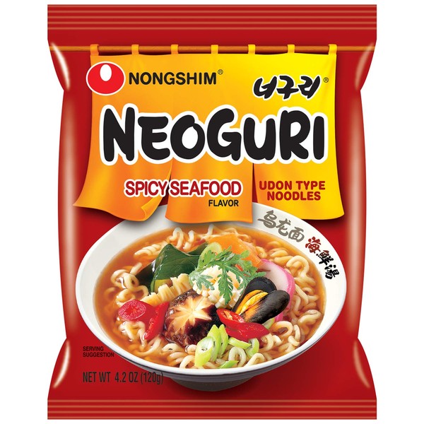 Nongshim Neoguri Spicy Seafood Ramen Noodle Soup, 16 Pack, Microwaveable Ramyun Instant Noodle Cup, Bold & Spicy Chili Peppers