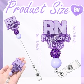 SEEVOR Rn Nurse Badge Reel Retractable Nursing ID Clip Nursing Badge Holder for RN Nurses Students (Purple)
