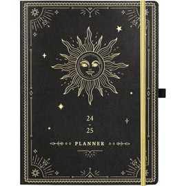 2024-2025 Planner - Large 2024-2025 Weekly Monthly Planner, 8.5" x 11", July 2024 - June 2025, Leather Cover Planner 2024-2025 with Thick Paper, Back Pocket, Box and Notes Pages - The Sun