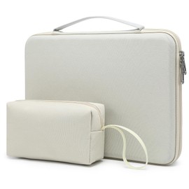 HYZUO 13.3-14 Inch Hard Shell Laptop Sleeve Case for MacBook Pro 14 M4/M3/M2/M1, MacBook Pro/Air 13, XPS 13, 13.8"-13.5" Surface Laptop, HP Spectre X360 13/14, Beige