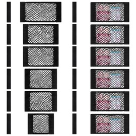 6 Pcs Mesh Cargo Net Universal Stretchable Elastic Rv Storage Netting with Adhesive Tape 4 Different Sizes Pocket Car Storage Net for Trunk Rv Boat Car Kitchen Cabinet Closet Home