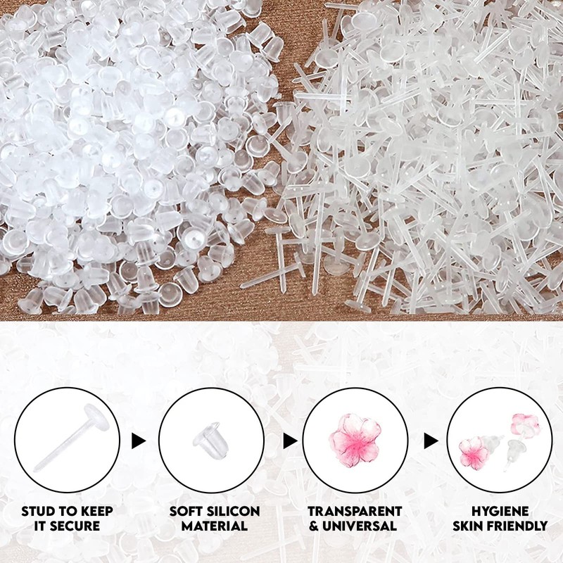RUTZ® Clear Earrings, 100pcs Earring Retainers, Safety Backs Rubber Stoppers