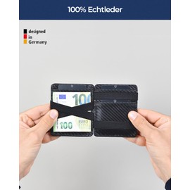 Lederhand Magic Wallet 1, carbon, Modern