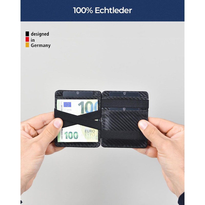 Lederhand Magic Wallet 1, carbon, Modern