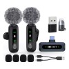 Micrófono inalámbrico Lavalier Cancelación de Ruido Excepcional de alta duración para iPhone iPad Android 2 unidades Hocosit J3