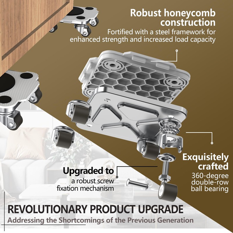 ONEON Furniture Mover with Wheels, 360° Rotation Wheels Furniture Dolly