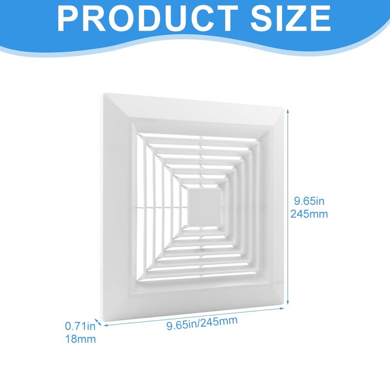 Trasylph Bathroom Vent Cover,9.65"x9.65" Bathroom Exhaust Fan Cover with Springs