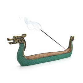 Jueyeek Retro Dragon Boat Incense Holder Stick Holder Burner Viking Boat Incense Hand Carved Carving Censer Ornaments