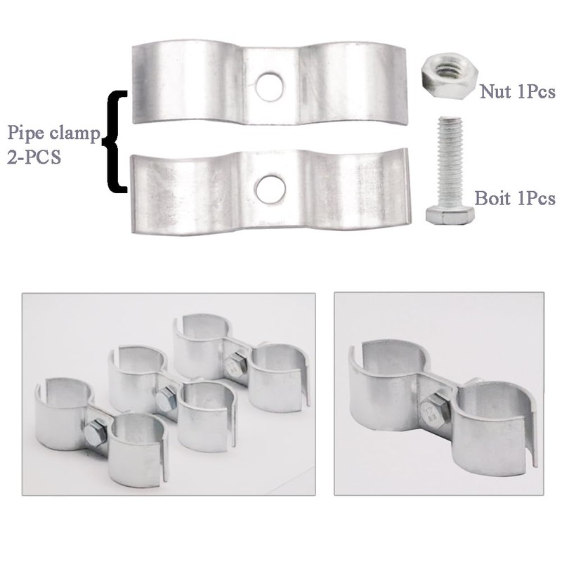 Double Pipe Clamp Chain Link Fence Clamps, glrovazas 6Pcs Panel