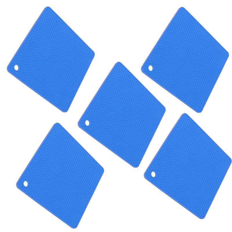 5pcs Silicone Pot Holders Mat Heat Resistant Anti Slip Square