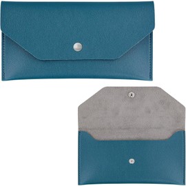 WADY Slim Leather Cash Envelope Wallet- Blue Cash Holder for Bills, Receipts & Checks | Reusable Budget Organizer Travel Currency Wallet Portable Leather Cash Envelopes for Women & Men