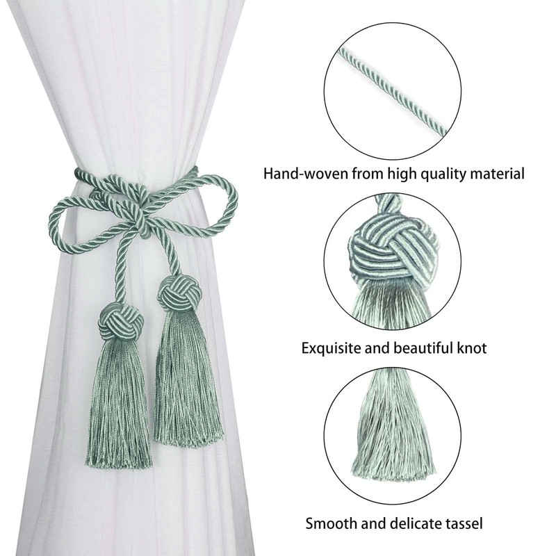 BEL AVENIR 2 Pack Curtain Handmade Tiebacks Decorative Curtain Holdbacks