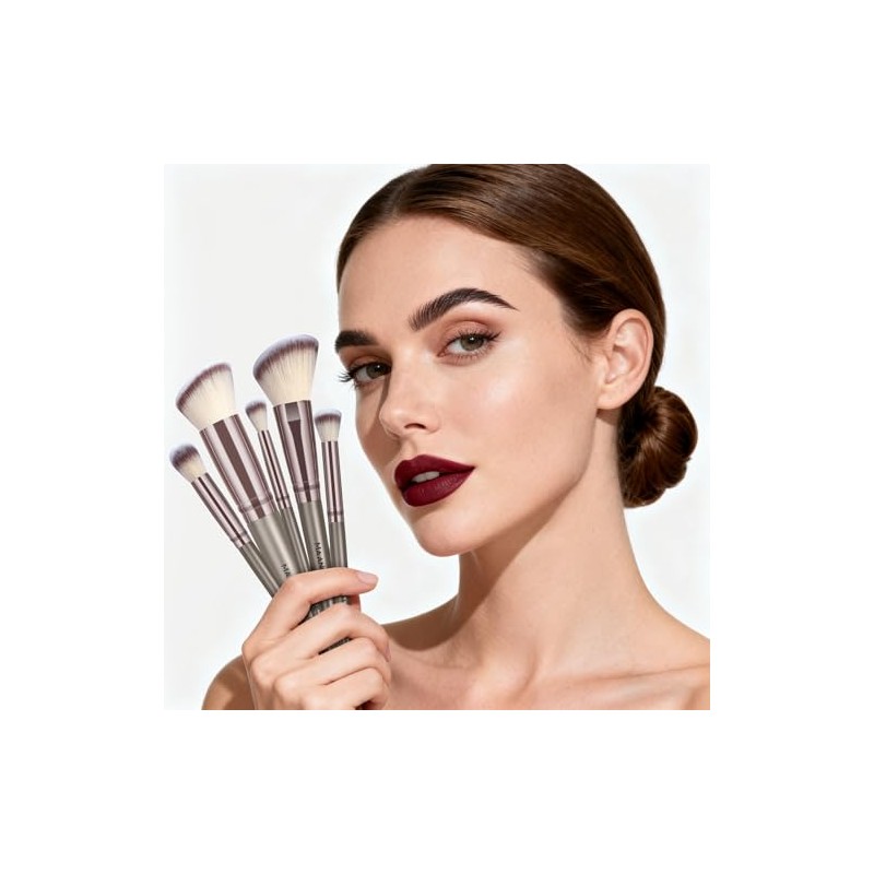 Maange Pcs Brochas Maquillaje Profesionales Estuche Base Facial Sintética Polvo