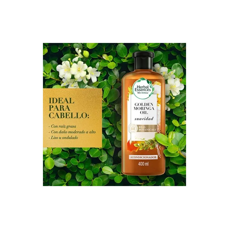 Acondicionador Herbal Essences Bio:Renew Aceite de Moringa Dorada 400 ml