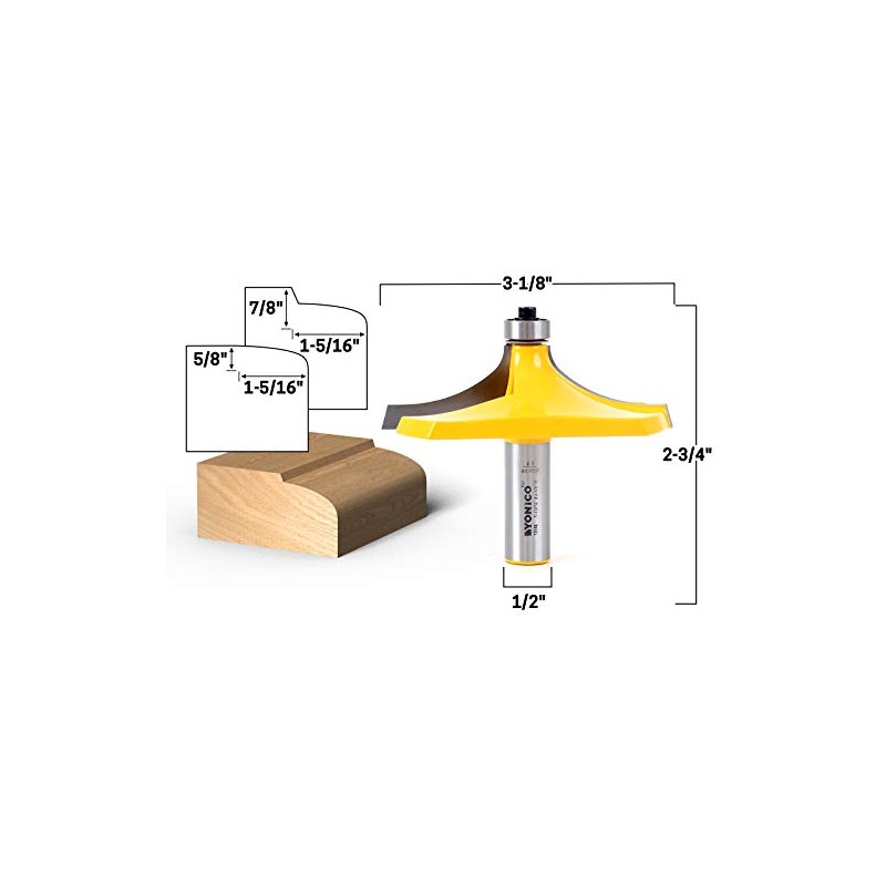 YONICO Table Edge Thumbnail and Handrail Router Bits 3-1/8-Inch Diameter