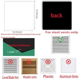 Square Magnetic Vent Covers, Extra Strong Magnets, 13.75" x13.75" (2 Pack), Fits Steel Vents Only, Complete Seal, Air Vent Covers for Home Ceiling, Wall Registers, HVAC, AC, and Heater (13.75IN)