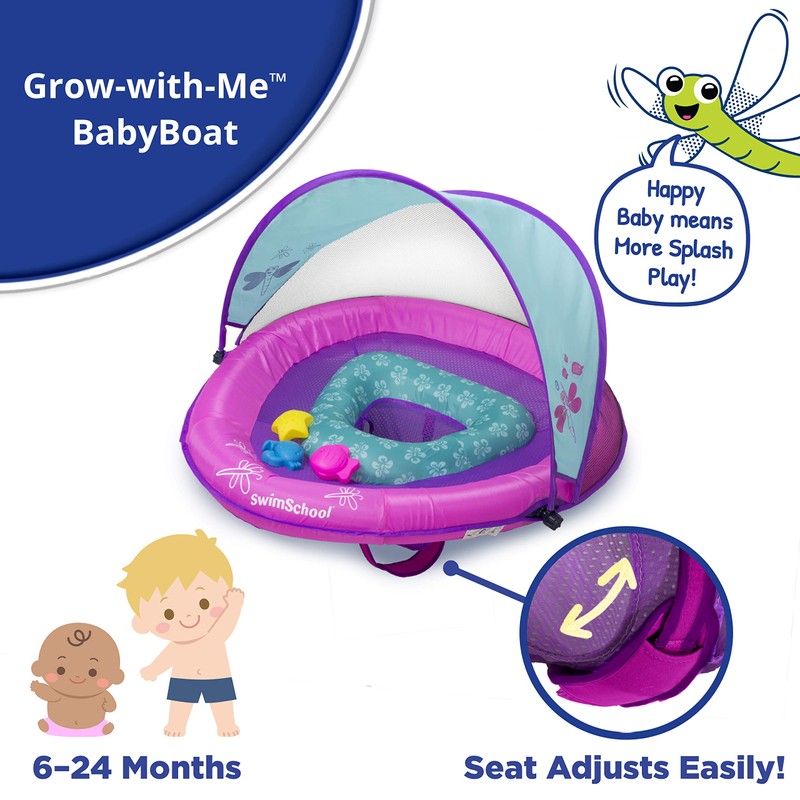 SwimSchool Deluxe Baby Pool Float with Adjustable Canopy - 6-24