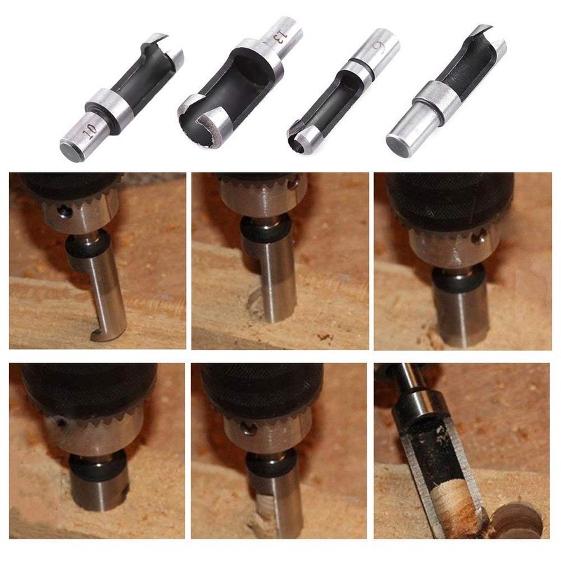 8pcs Standard Wood Plug Cutter Set,Carbon Steel Metric Shank Drill