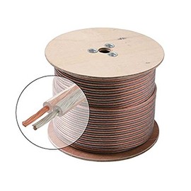 100' FT 18 AWG Speaker Cable 2-Conductor Wire Clear Jacket Spool Pure Copper Oxygen Free 18 Ga 18/2 In-Wall Super Flex Digital Audio Signal Home Theater Sound, UL Listed