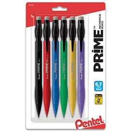 Prime Mechanical Pencils, 0.7 mm, Medium Point, Assorted Barrel Colors, Pack of 6
