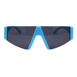 80's Fashion Sunglasses Flat Top Open Frame Funky Geometric Shades UV 400 Blue