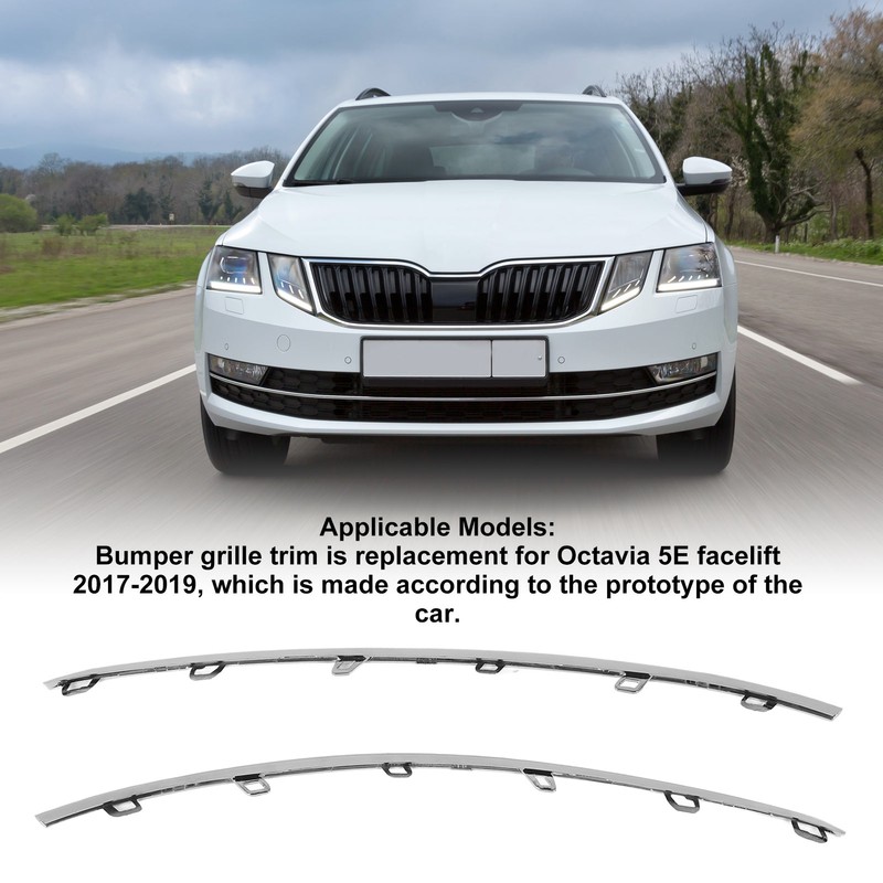 1 Pair Front Bumper Grille Chrome Trim 5E0853768 Left Right