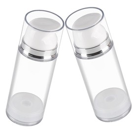 Baluue 2Pcs Airless Pump Bottles Transparent Abs Lotion Dispenser Travel Refillable Vacuum Pump Bottles for Cream Serum Skincare Portable and Durable