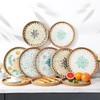 Rattan Serving Tray with Mother of Pearl 12 inch, Round