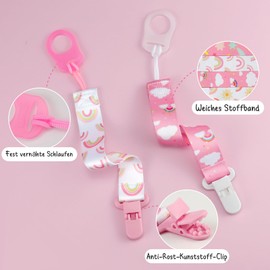 Suofuolef Pack of 4 Dummy Chains Baby Girl, Baby Dummy Strap Set with Adapters, Dummy Clips for Newborn Birth & Christening Gift
