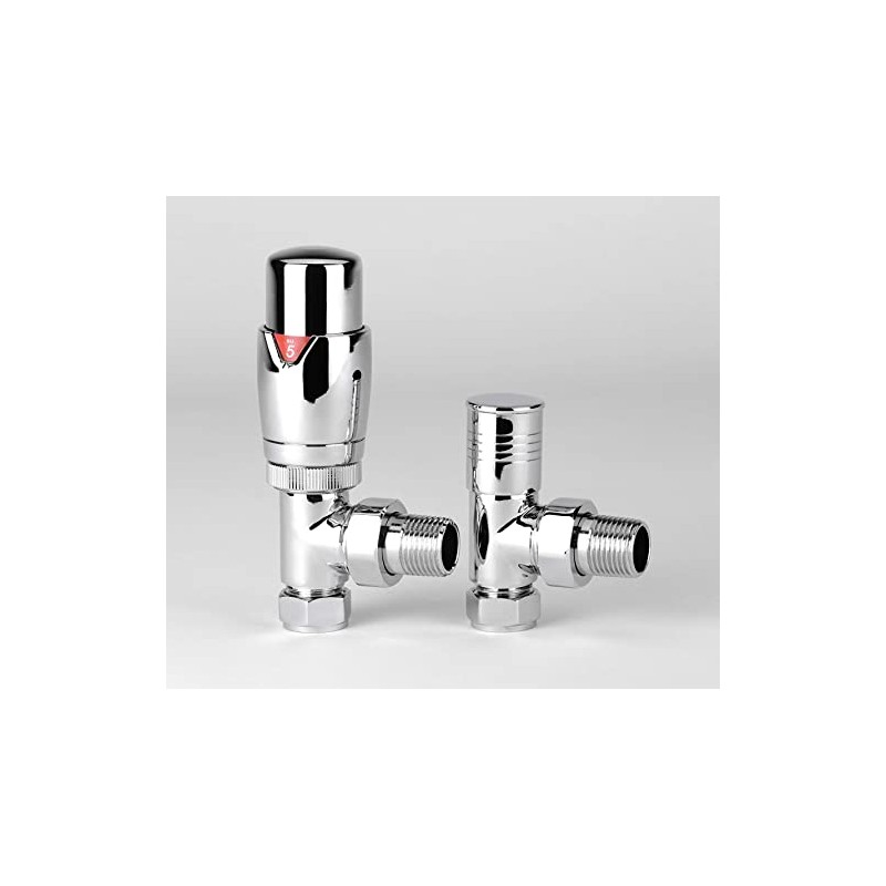Greenedhouse ZZ-3022 Thermostatic Radiator & Towel Rail Valve Angled, Chrome