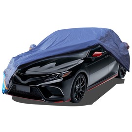 Car Cover Waterproof All Weather, 6 Layers Outdoor Full Exterior Cover Rain Sun UV Snowproof Protection with Zipper Cotton, Mirror Pocket for Toyoda Camry
