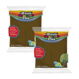 BAZIC Modeling Clay Brown Color 1 LB, Light Dough Art Craft, Non Toxic Gift for Artist Kids Toddler Boys Girls, Bulk for Classroom, 2-Pack
