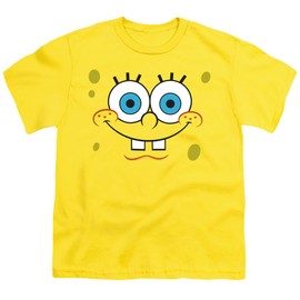 Popfunk Classic Spongebob Smiling Face Unisex Youth T Shirt, Yellow, Small