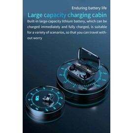 Auriculares inalámbricos, Bluetooth 5.1, emparejamiento automático, auriculares Bluetooth estéreo inalámbricos de alta fidelidad para correr deportes intrauditivos con visualización LED inteligente