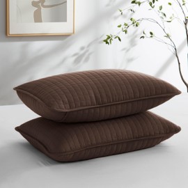 Southshore Fine Living, Inc. - VILANO Springs - Pair of Quilted Pillow Sham Covers (No Inserts), 20" x 26", Chocolate Brown