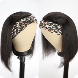 AISI QUEENS Short Bob Headband Wigs Human Hair for Black Women - Bob,Glueless,14 Inch
