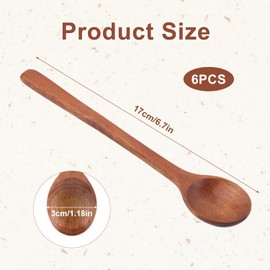 6pcs Small Wooden Spoons, 6.7 Inch Smooth Honey Spoon Wood Teaspoon Dessert Table Spoons for Cooking Serving Stirring Coffee Tea Honey Sugar Jar Condiment Kitchen Utensils