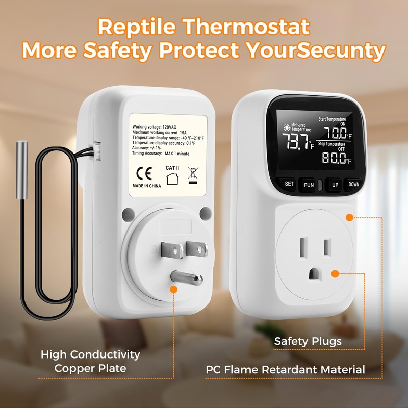 Diymore Digital Thermostat Temperature Controller Outlet,Plug in Thermostat for Heater