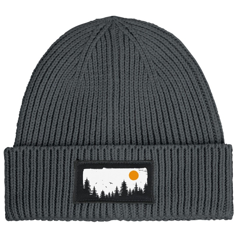 Neverless® Men's Beanie Winter Hat with Patch Print Forest Trees