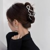 1Pcs Metal Silver Hair Claw Clips - Large Fashion Hair