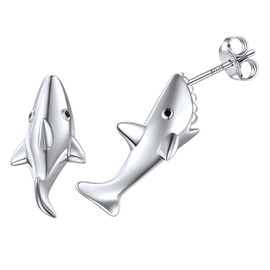925 Sterling Silver Shark Stud Earrings Fashion Jewelry for Women Daughter