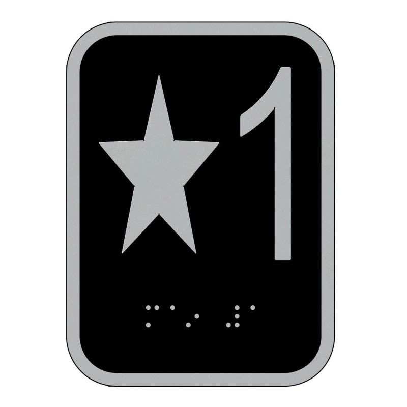 BuildingSigns.com Elevator floor number Star 1 sign - Elevator Jamb