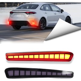 Full LED Rear Reflector Fog DRL Kit for Toyota Corolla 2021-2023 L LE XLE, Function as Dynamic Sequential Turn Signal Lights，Daytime Running Light Kit (REAR REFLECTOR SMOKE)