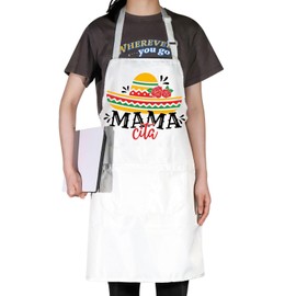 JNIAP Mamacita Papacito Apron - Large, Polyester - Unisex-Adults, Cooking Enthusiasts, Event Hosts, Outdoor Enthusiasts - Multi-Purpose - Cinco De Mayo, Mexican Fiesta, Mama Apron - Mamacita Wh