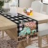 Spring Table Runner, Buffalo Plaid Truck Flowers Happy Easter Table