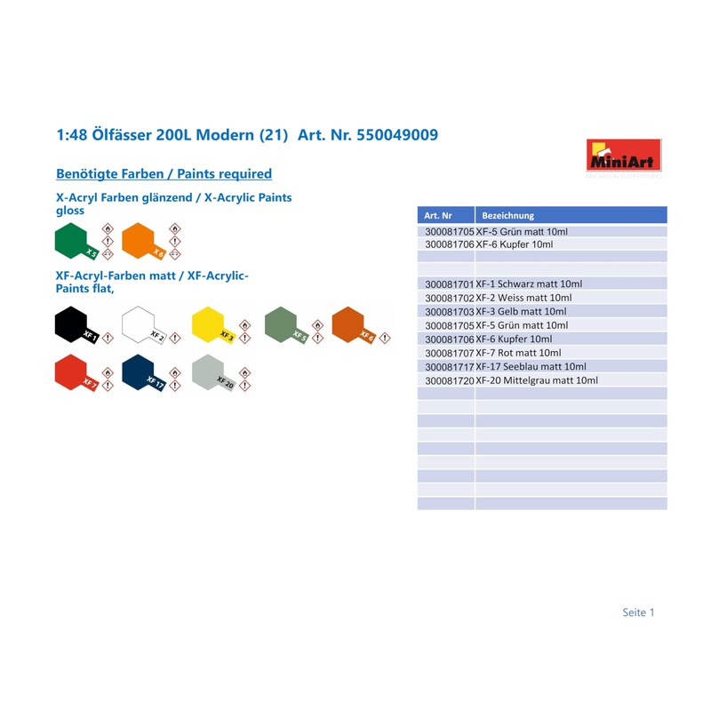 Mini Art 550049009 Oil Barrels Shaped Paint 1:48