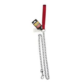 Fancy Pets Correa para Perro con Cadena Metálica Cromada 2.0 mm 120 cm Roja Mango de Nailon Soporta hasta 25 kg para Paseo y Entrenamiento